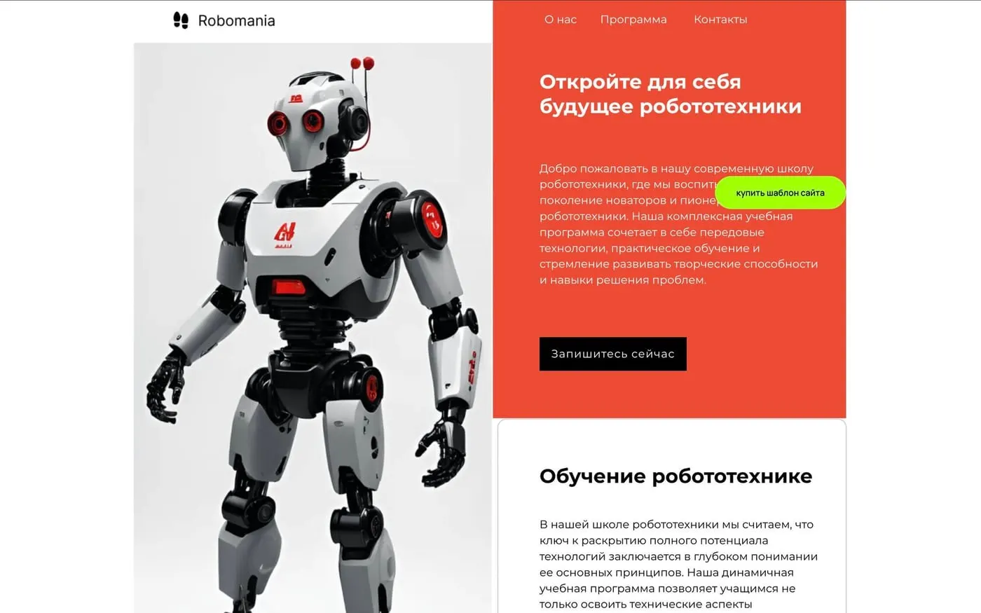 Шаблон сайта «Школа робототехники»