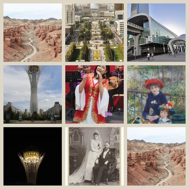 Сетка из девяти квадратных фотографий, как страница ленты Instagram